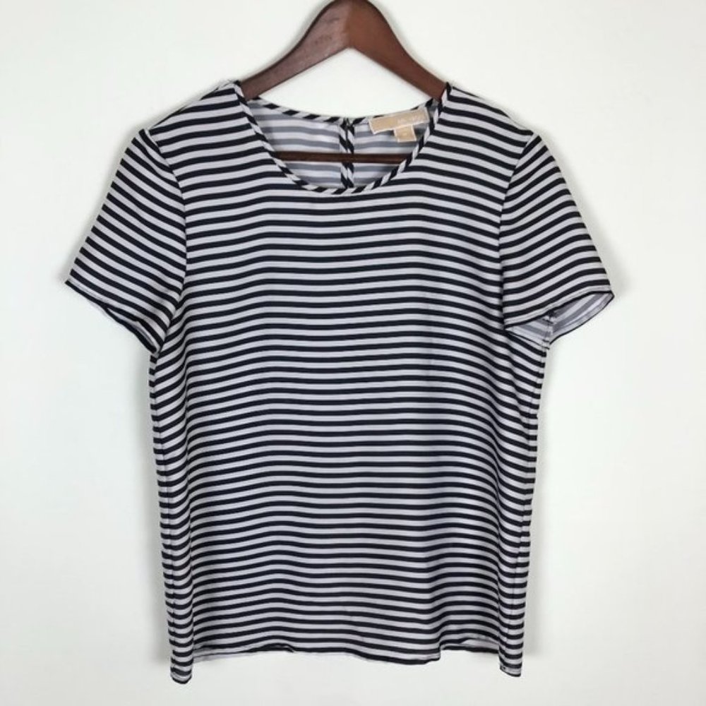 Michael Michael Kors Black White Striped Short Sleeve Top